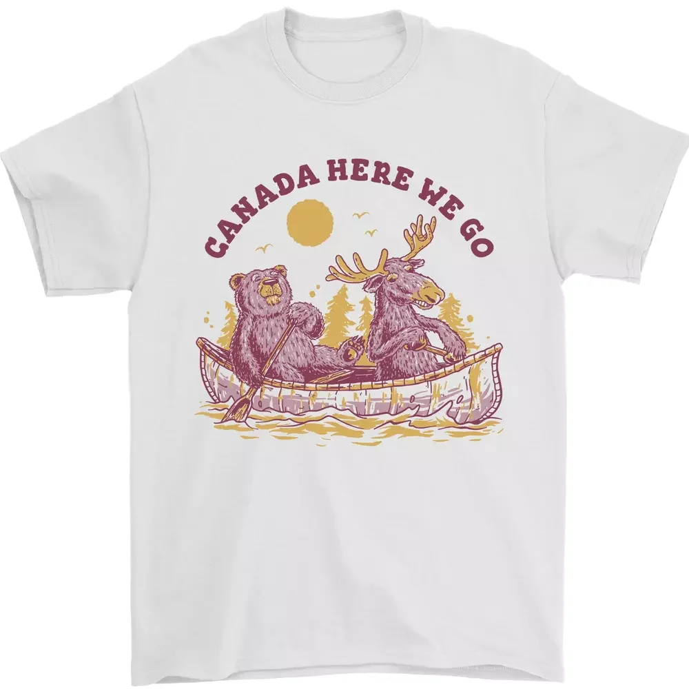 NWT Canada Here We Go Moose and Bear Canadian Cool Art Unisex T-Shirt