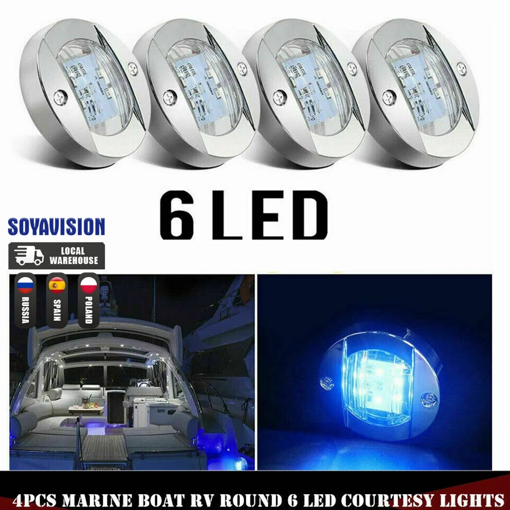 3Inch 6 Led Round Chrome Marine LED Transom Mount Stern Anchor Navigation Light Waterproof Boat Marine Lights 6-2835-SMD 12V DC