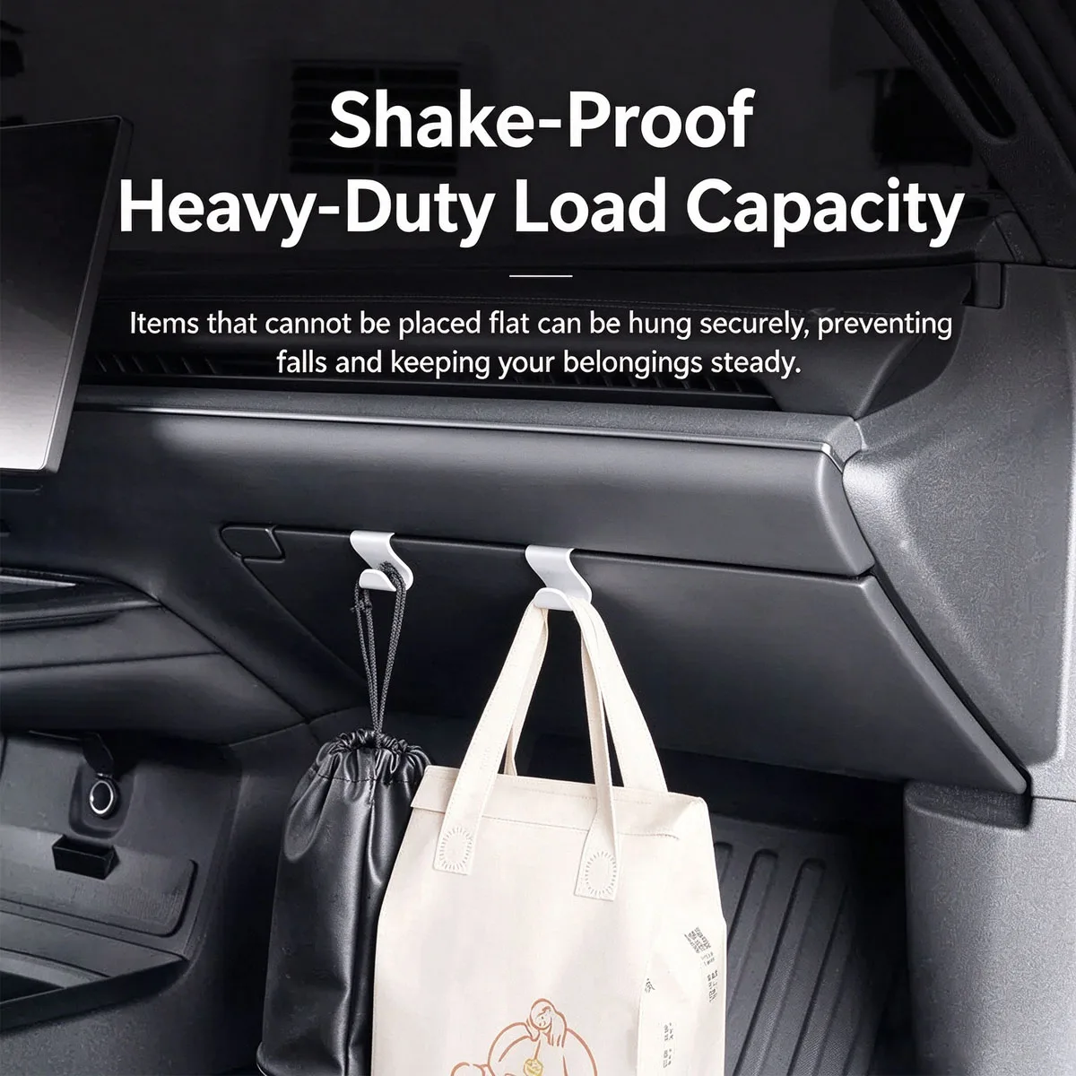 Car Passenger Side Storage Hook, No Drilling Interior Organizer, Hanger Hook for Handbags Hats Autos Cars SUVs Trucks