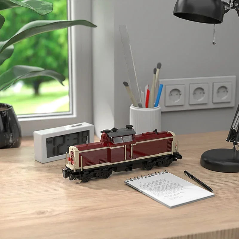 MOC – ensemble de blocs de construction de Locomotive allemande, modèle de Train Cargo V100, briques, bricolage, cadeau d'assemblage pour enfants et adultes