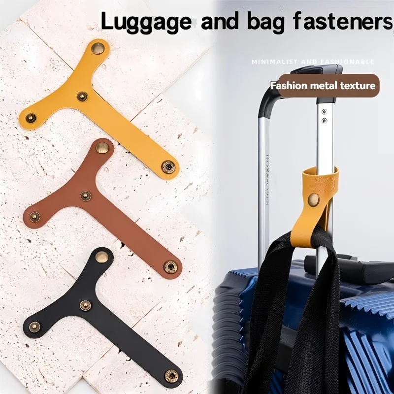 

2Pcs PU Leather Luggage Straps Gripper Set - Secure Fixed Organizer Belts with Buckles for Suitcase & Carry-On Baggage, Travel A