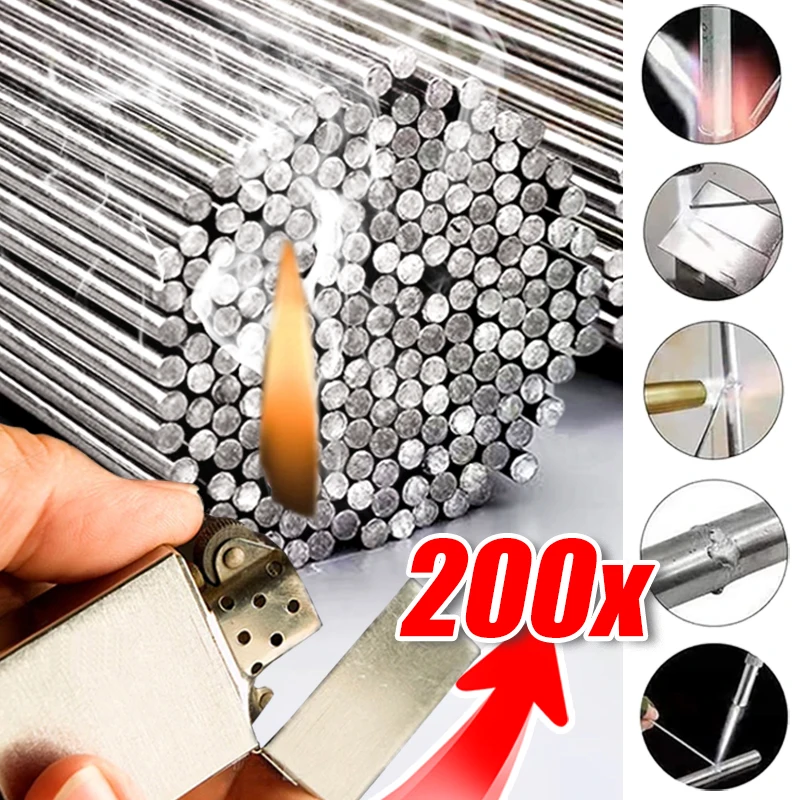 200/10 adet alüminyum kaynak çubuklar kolay eriyik düşük sıcaklık evrensel gümüş kaynak özlü tel lehim onarım delikleri el aletleri