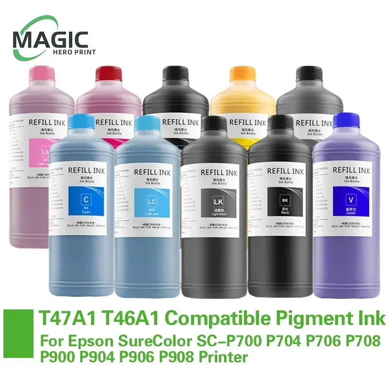 500ML T47A1 T46A1 Pigment Ink For Epson SureColor SC-P700 P704 P706 P708 P900 P904 P906 P908 Printer (10 colors available)