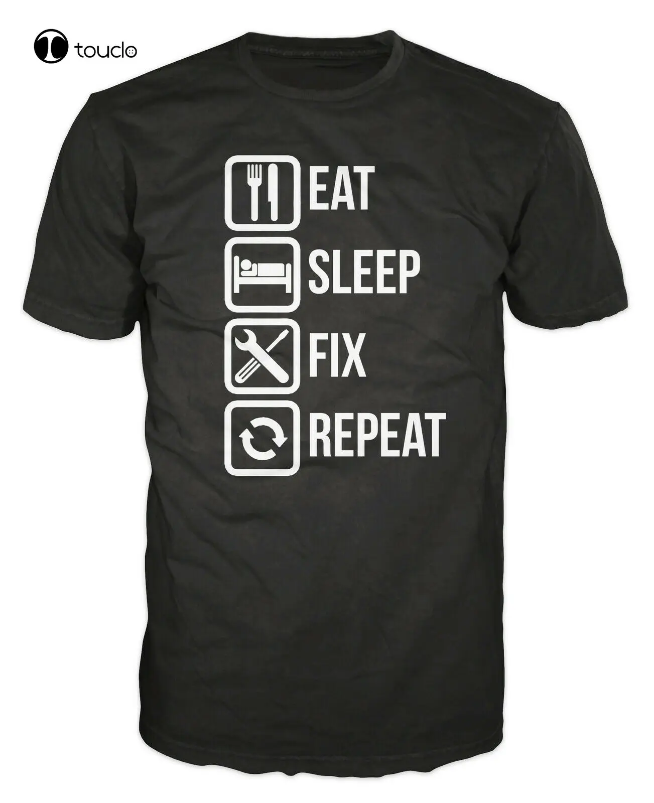 

Eat Sleep Fix Repeat Funny Car Auto Mechanic Repair Engineer Garage T-Shirt Tee Shirt Custom aldult Teen unisex unisex