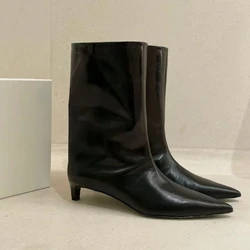 Women Ankle Boots  Kitten Mid Heels Shoes 2025 Winter New Fashion Ankle Short Botas Pointy Office Lady Daily Dress Woman Boots