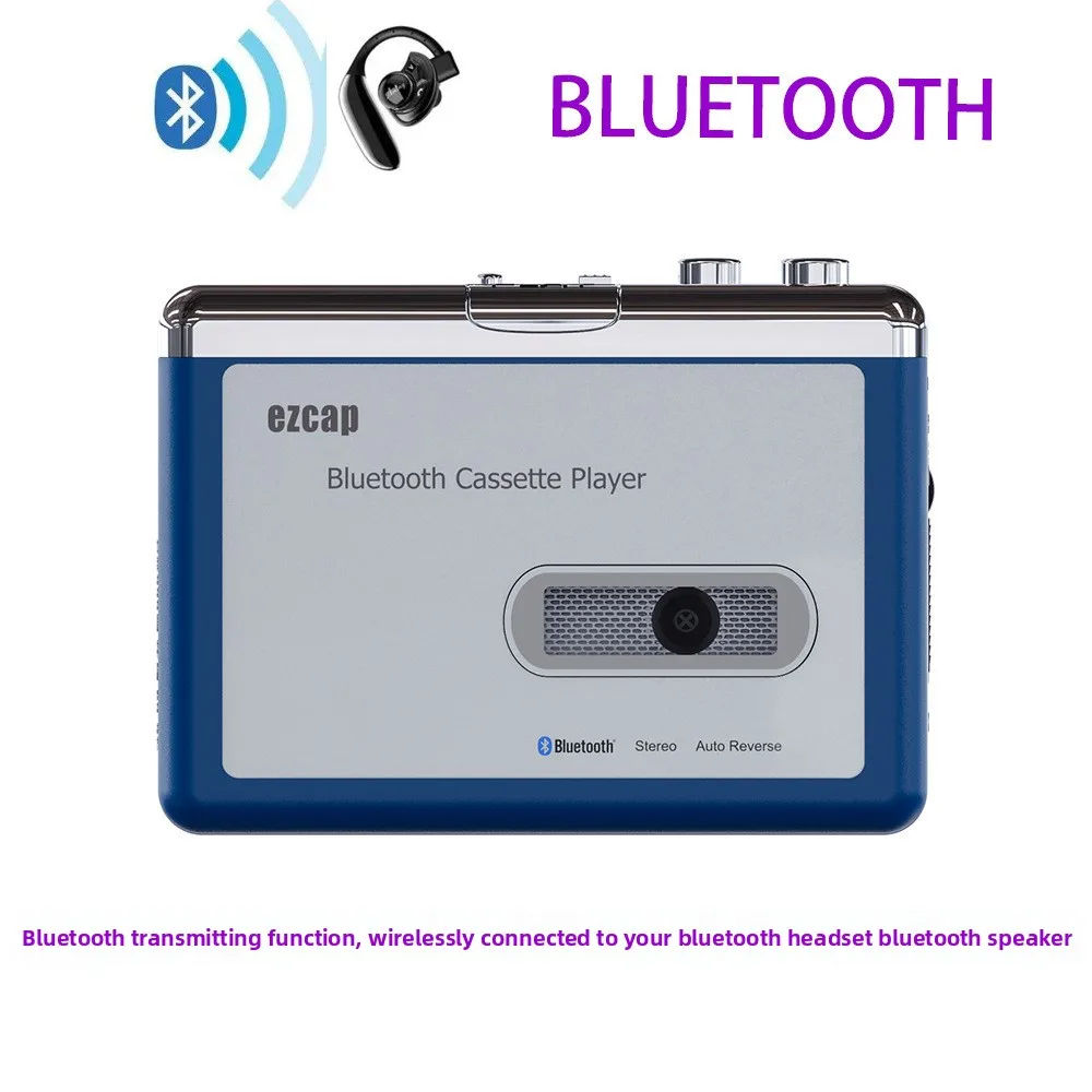 EZCAP 215 Portable Personal Walkman Bluetooth Cassette Player, Transmit Retro Tape Music To Bluetooth Earphone Speaker Ezcap215