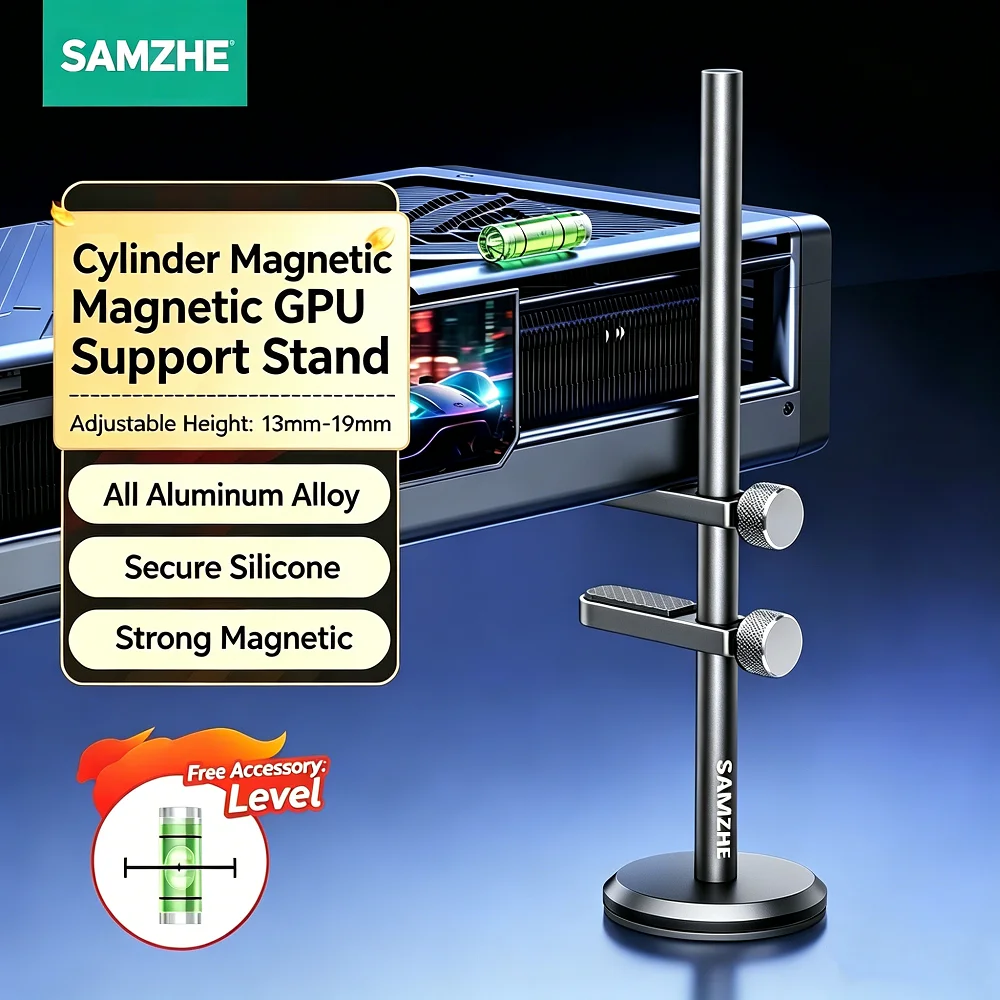 SAMZHE Graphics Card GPU Holder Aluminum Alloy Vertical Bracket Magnetic GPU Case Video Card Holder for Desktop PC Computer Case