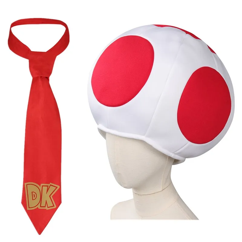 

Donkey Tie Cosplay Kong NeckTie Neckwear Cartoon Fantasia Kinopio Hat Kids Toad Mushroom Cap Halloween Costume Accessories Gifts