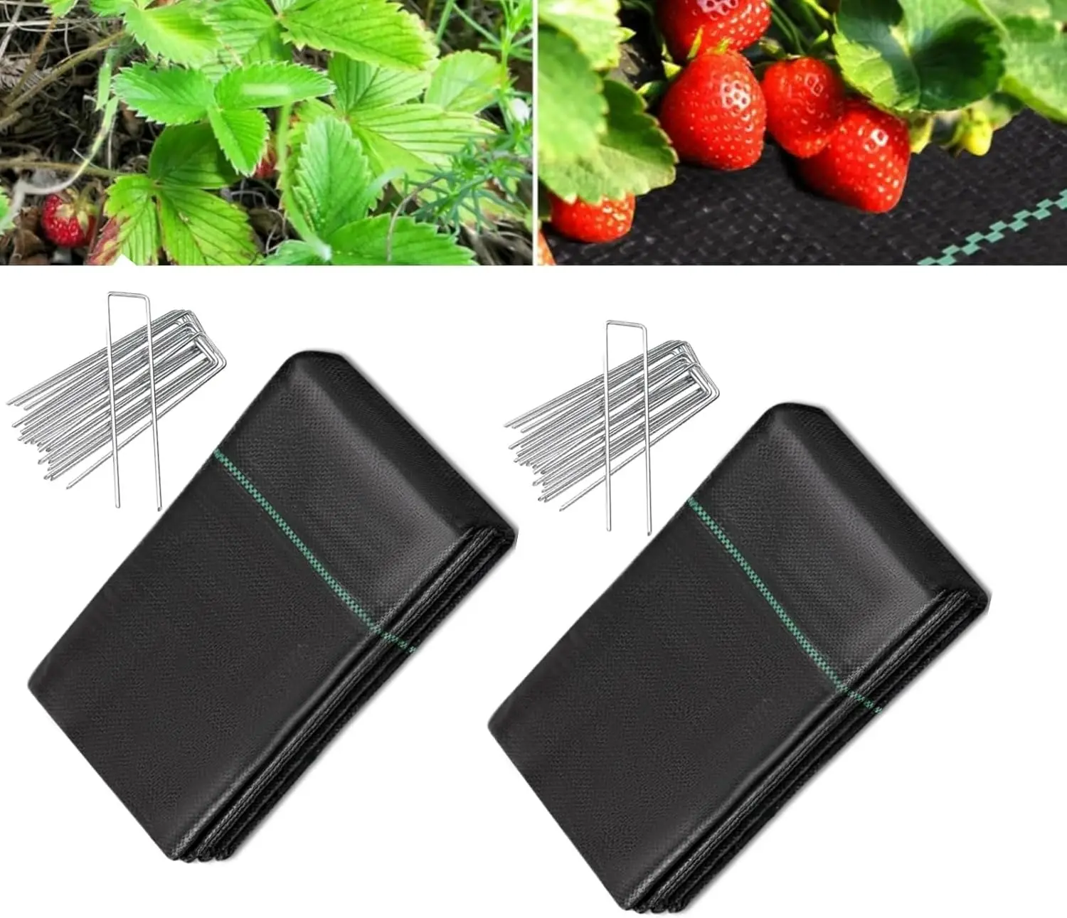 

Прочная ткань для защиты от сорняков с зелеными сетчатыми линиями, 1.4 фута x 100 футов + 16 колышков для использования в саду и на газоне