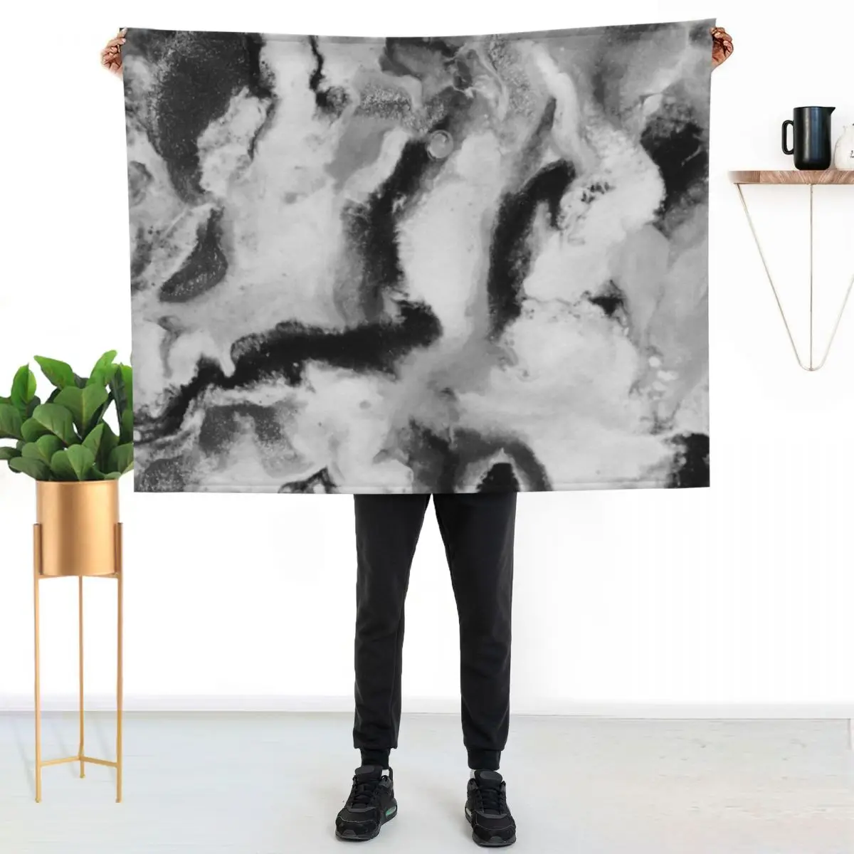 Black and White Marble Pattern Throw Blanket For Sofa Thin Travel Furrys heavy to sleep Quilt valentine gift ideas Blankets