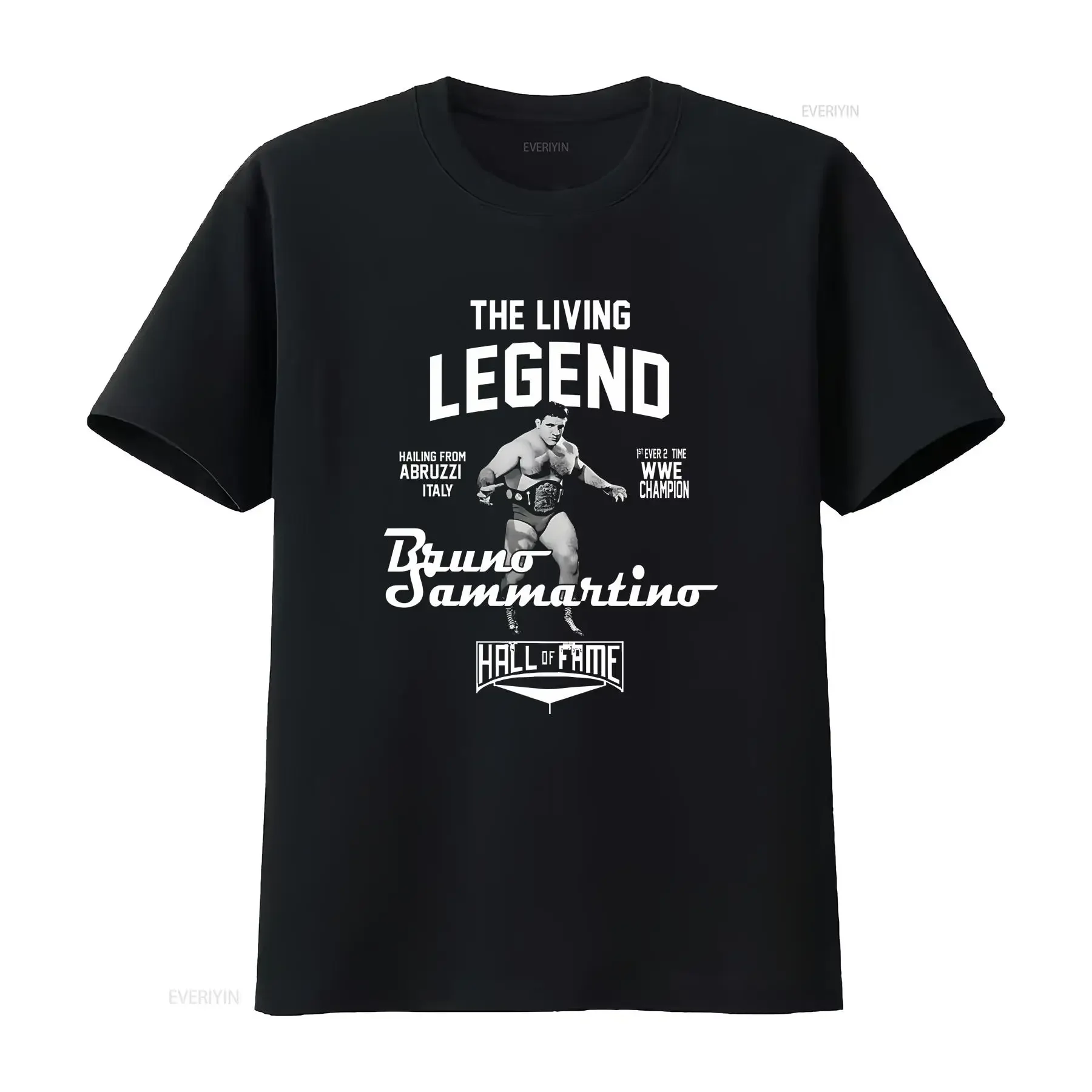 Bruno Sammartino The Living Legend, camiseta negra para hombre, todas las tallas, HH4974, ropa de diseñador vintage lavada, Unisex, versátil