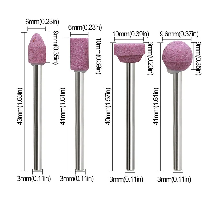 10PCS 3MM Polieren Kopf Rad Kopf Schleif Montiert Für Dremel Rotary Power Tool Elektrische Schleifen Stein Rad Dremel zubehör