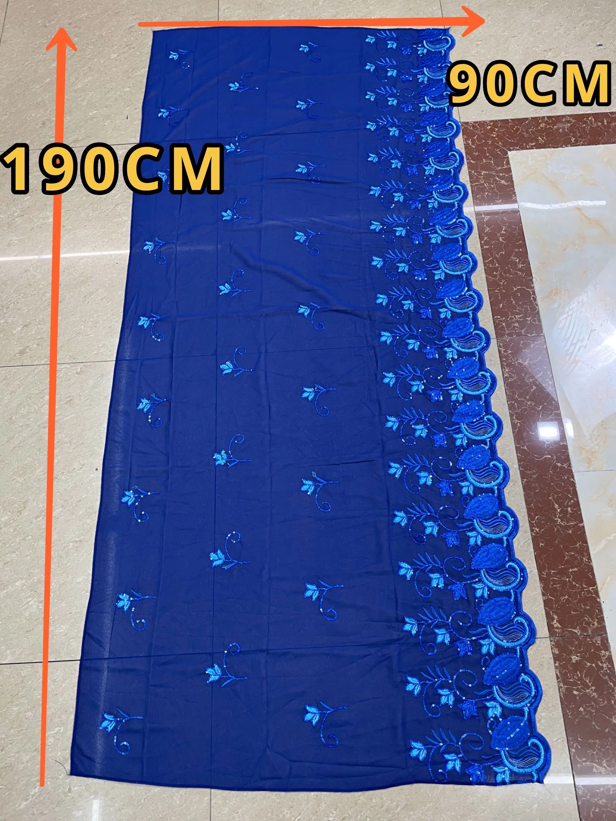 2024High Quality Hot Sales African Muslim Scarf Chiffon Sequin Embroidered Hijab Dubai Women\'s Scarf On Wholesale Price