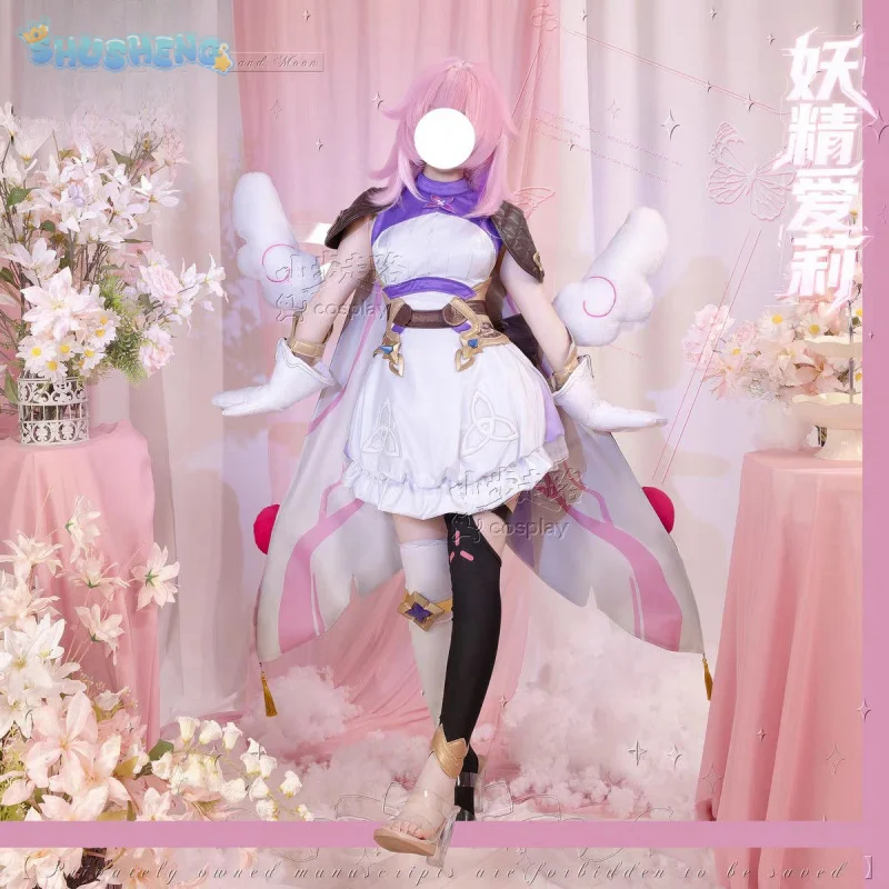 

Game Honkai Impact 3 Elysia Cosplay Costume Halloween Carnival Women Sweet Lolita Dress Gloves Props Wig Shawl Socks Uniform Set
