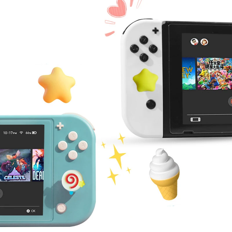 مصاصة ستار سيليكون الإبهام عصا قبضة غطاء تغليف لنينتندو سويتش Oled NS لايت لسوني PS5 PS4 برو PS3 Xbox One سلسلة X/S