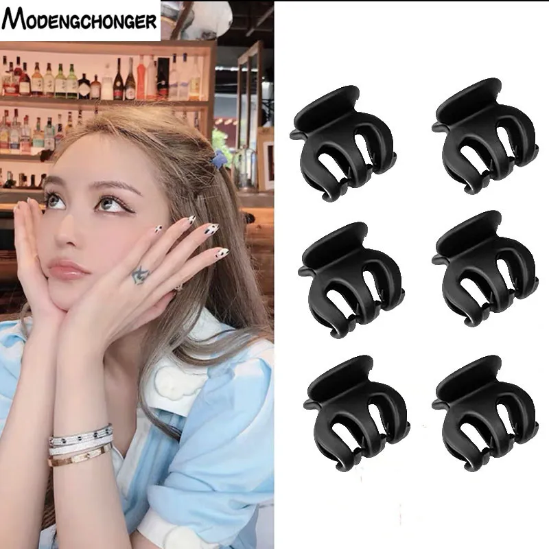 6PCS/Set Fashion Plastic Mini Hair Clip Claw Cute Hair Clips Plastic Black Hairpin Clamp for Ladies Headwear Hair Styling Tools