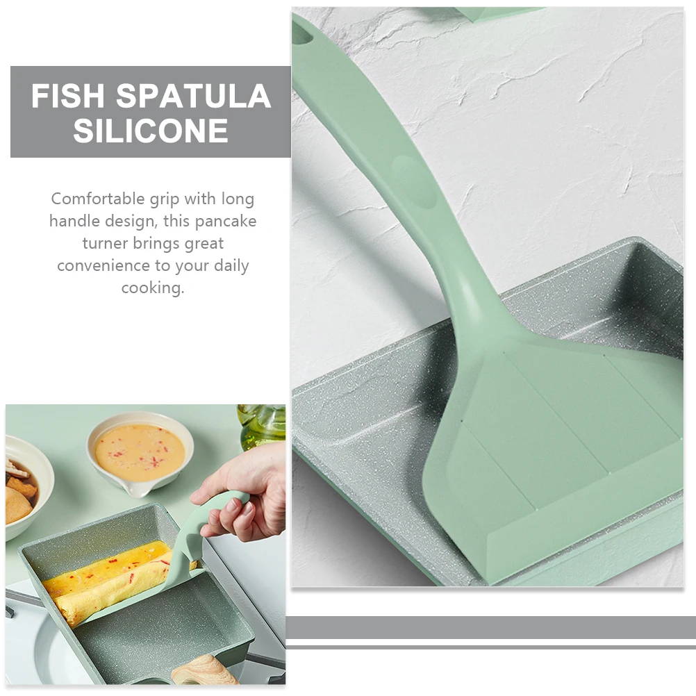 

Nonstick Pan Spatula 26x12cm Green Silicone Cooking Utensils High Temp Egg Frying Fish Turner Kitchen Tools