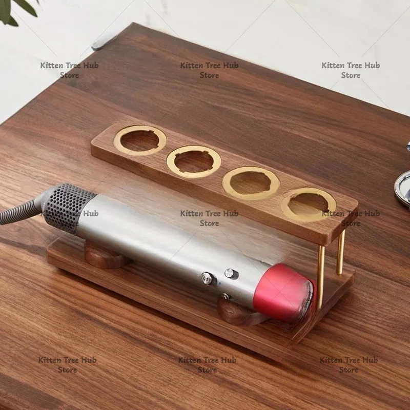 Storage Holder Curling Iron Accessories Wood Countertop Rack Bracket Stand for Home Bathroom Organizer