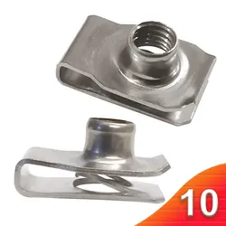 10pcs Stainless Steel U Type Clips with Thread M8 M6 M5 M4 8mm 6mm 5mm 4mm Reed Nuts Q312 for Car Motorcycle Scooter ATV Moped