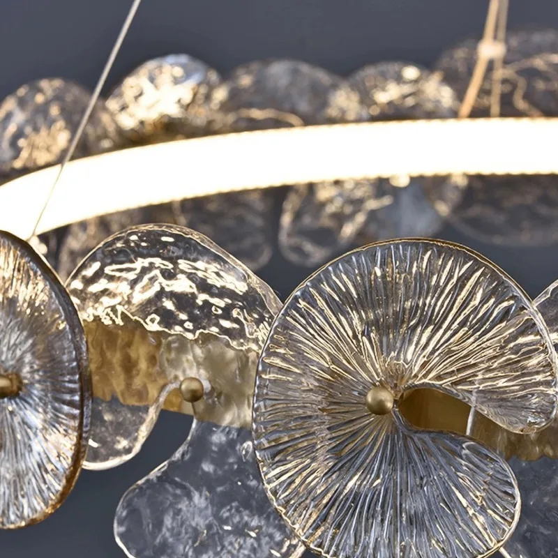 Modern Luxury Glass Pendant Lighting Crystal LED Chandeliers Kitchen Living Room Dining Table Decoration Creative 3Color Dimming