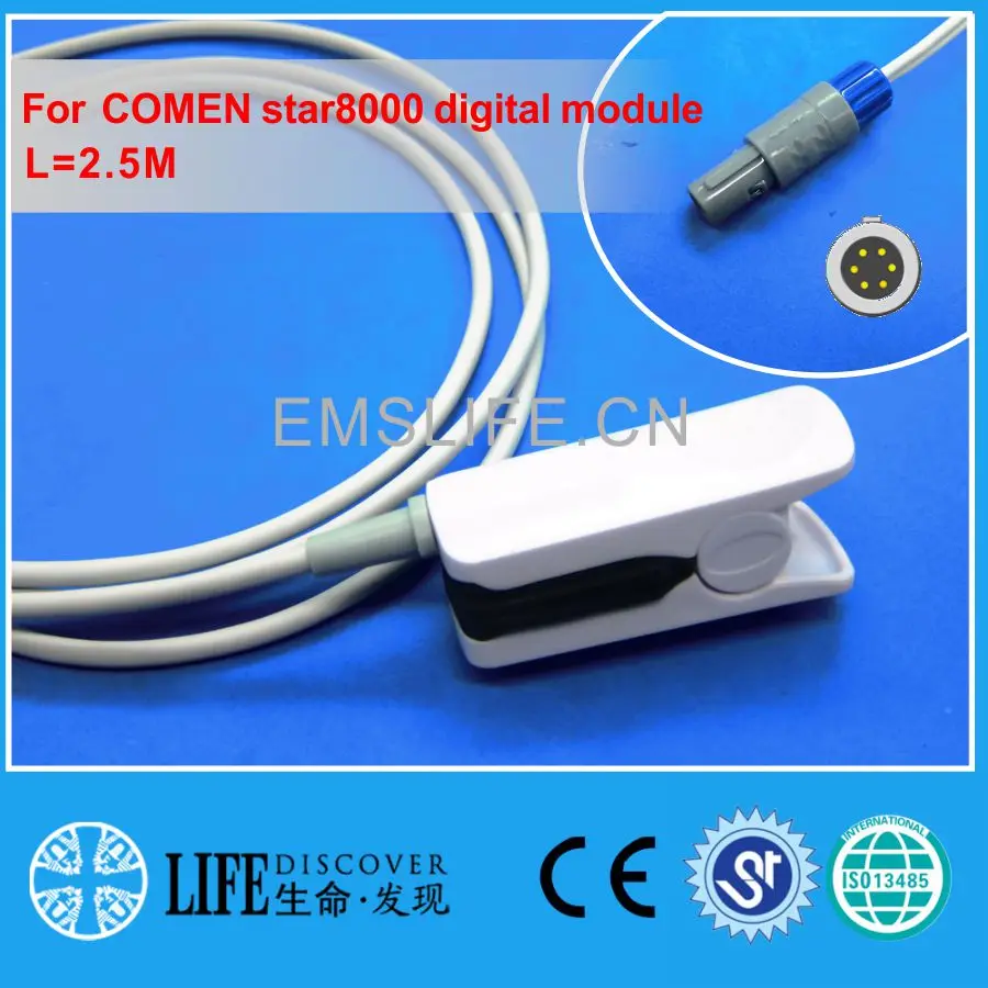 Reusable AWT adult finger clip spo2 sensor COMEN Star8000 digital patient monitor