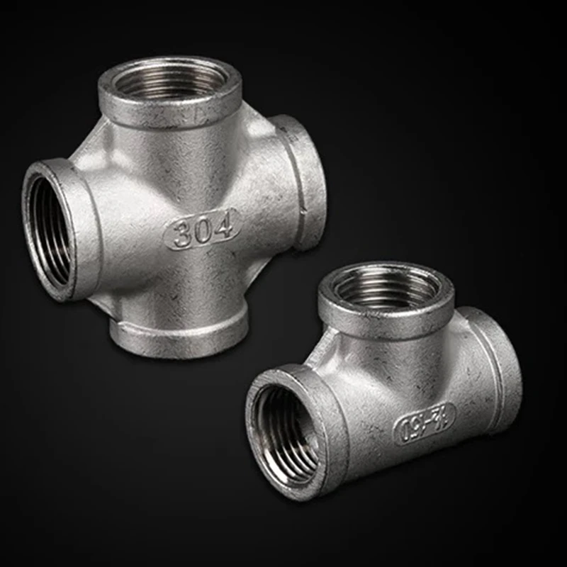 1PC 304 Stainless Steel Tee Male/Female Equal Tee Straight Tee Reducing Tee Straight Cross 1/4