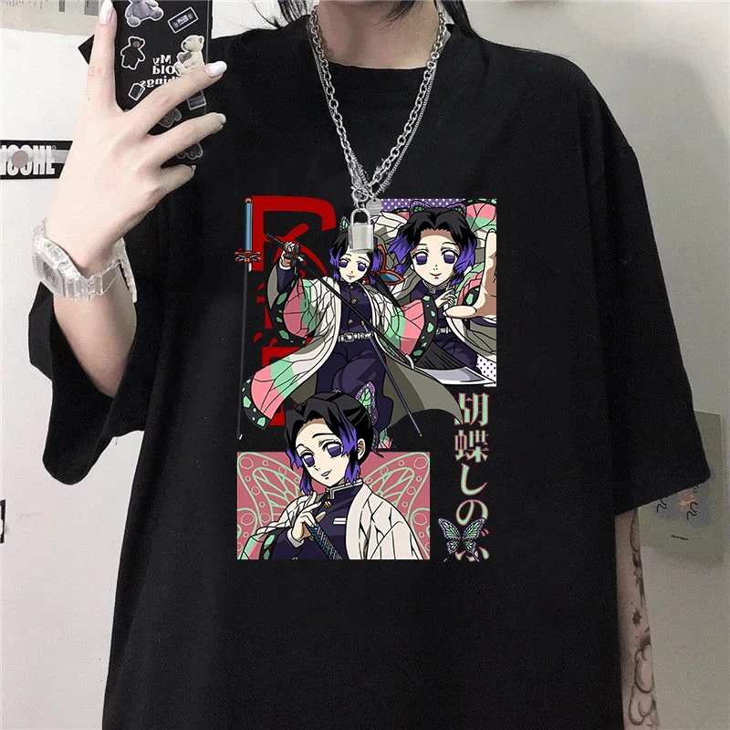 New Anime Kochou Shinobu Print Short Sleeves Fashion Round Neck Men Woman T-Shirt Summer Casual Tees