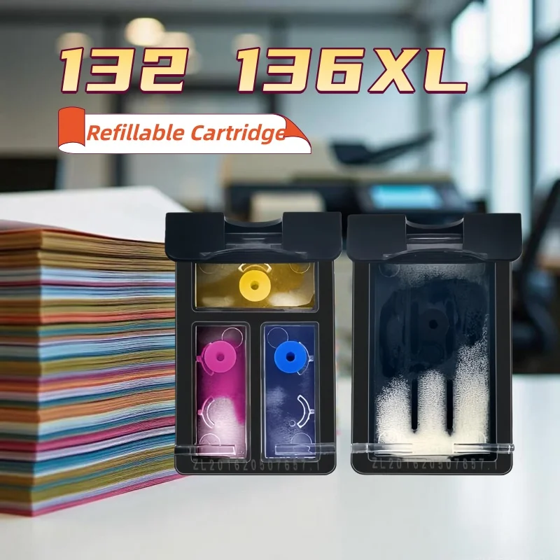 

132XL 136XL Remanufactured Ink Cartridge Replacement for HP 132 136 hp132 Photosmart 2573 C3183 Officejet 6213 PSC 1513 printer