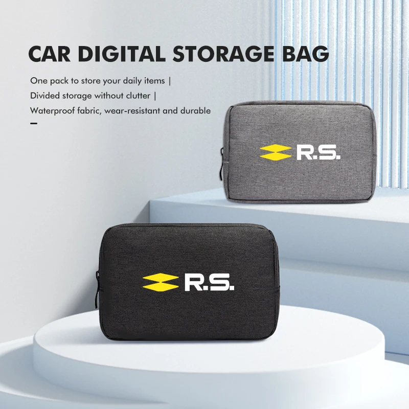Car Data Cable Charger Portable Hard Disk Organizer Storage Bag For Renaul RS Kadjar Captur Clio Megane 2 3 4 RS Koleos Logan