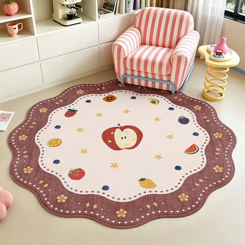 Round Rug Living Room Carpet Soft Fluffy Comfortable Floor Mat Green Flying Bird Pattern Rugs Large Size Home Decoration Mats