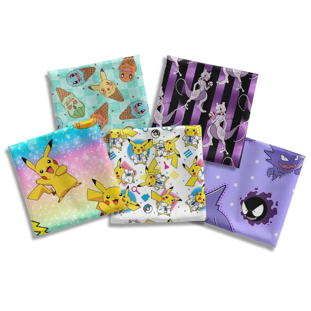 Japanese Cartoon Pokemon Design Pattern Peach Skin Microfibe DIY Textile Sewing Cloth 50*145cm