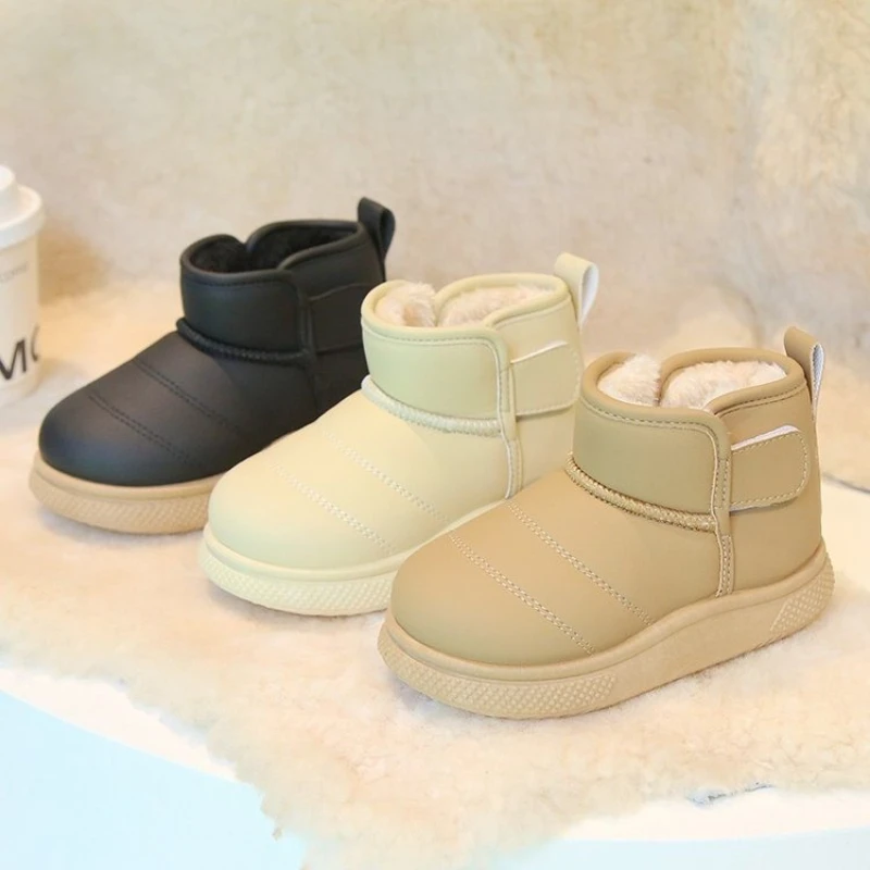 

2025 New Kids Snow Boots Winter Boys Girls Plush Lined Thickened Ankle Boots Warm Thermal Cotton Booties for Toddler Babies