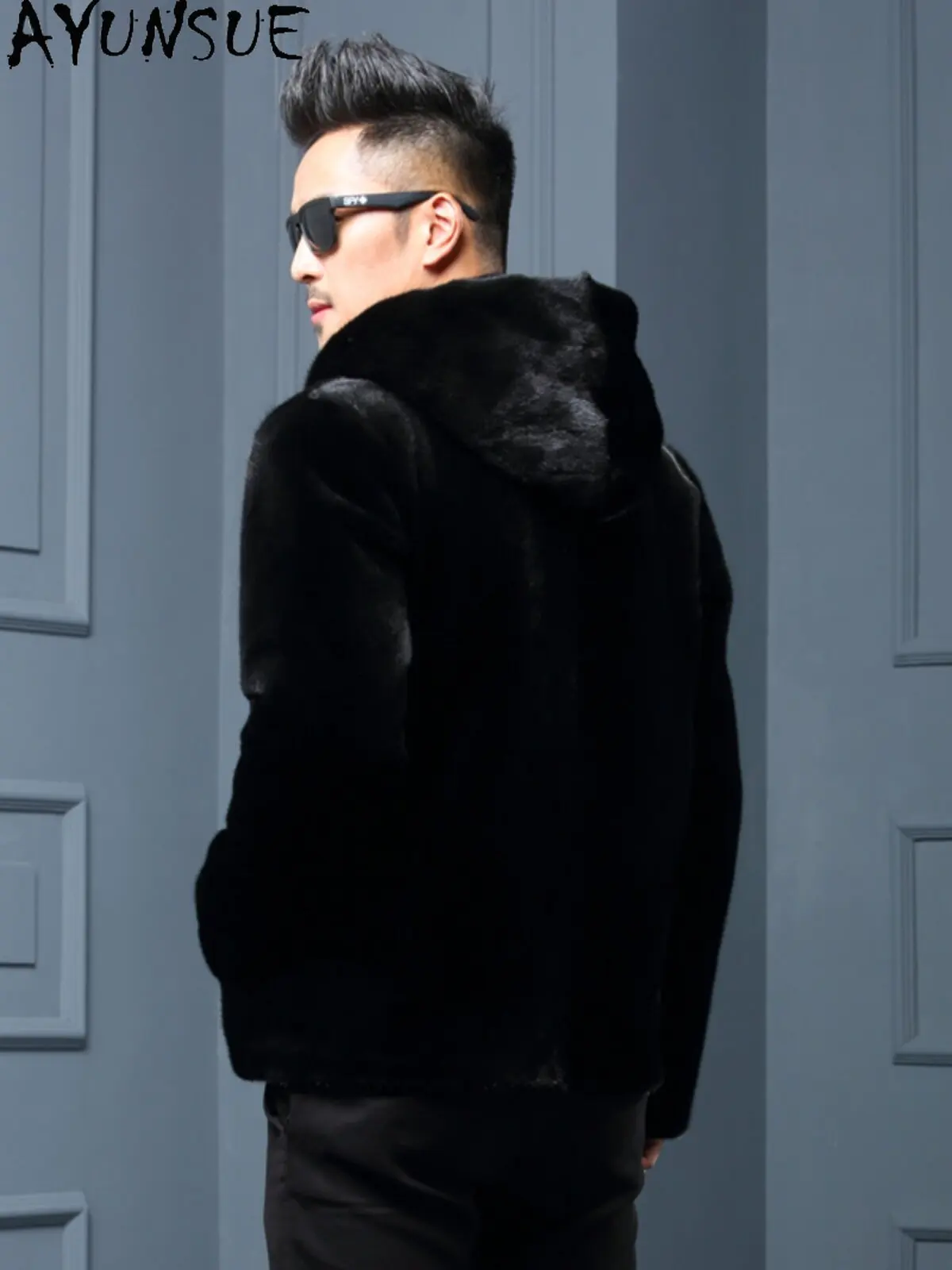 AYUSNUE 100% Real Mink Coat Men Luxury Clothes Warm Winter Jacket Hoodie Whole Mink Real Fur Coats Man XS-12XL Мех Натуральный view 4