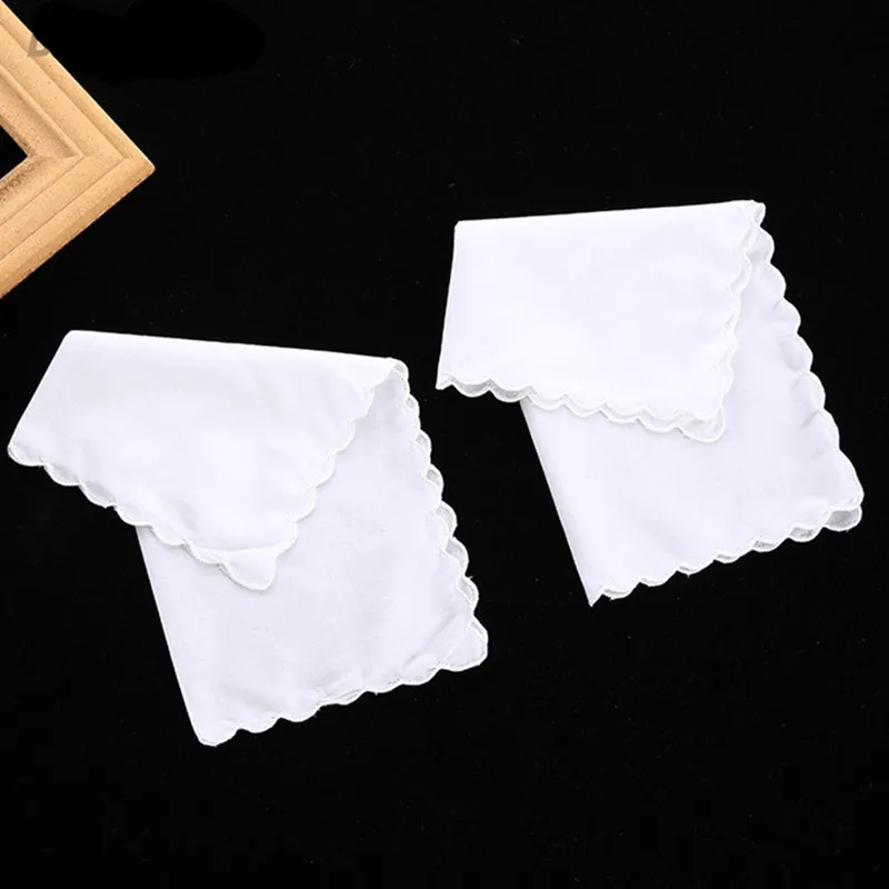 3 Stück 100 % Baumwolle, 30 x 30 cm, weiß, einfarbig, Spitzen-Taschentücher für Frauen, wiederverwendbar, Anzug-Taschentücher, Tee-Party-Gastgeschenke – Detail 3