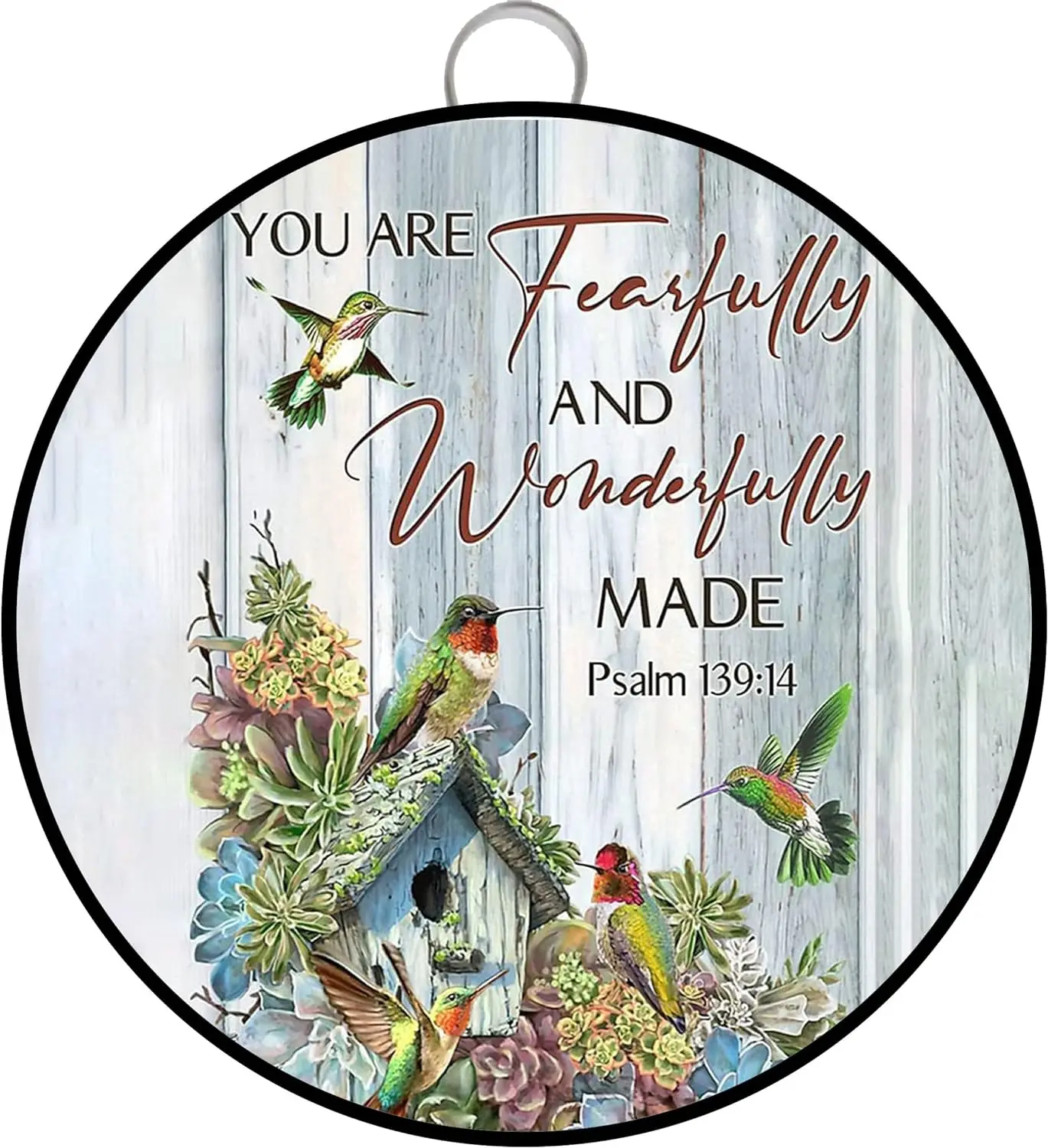 Bird and Plant Round Metal Tin Sign Rustic Wall Decor Wall Plaque You are Fearfully Christian Religiou Home Decor Vintage Tin Si