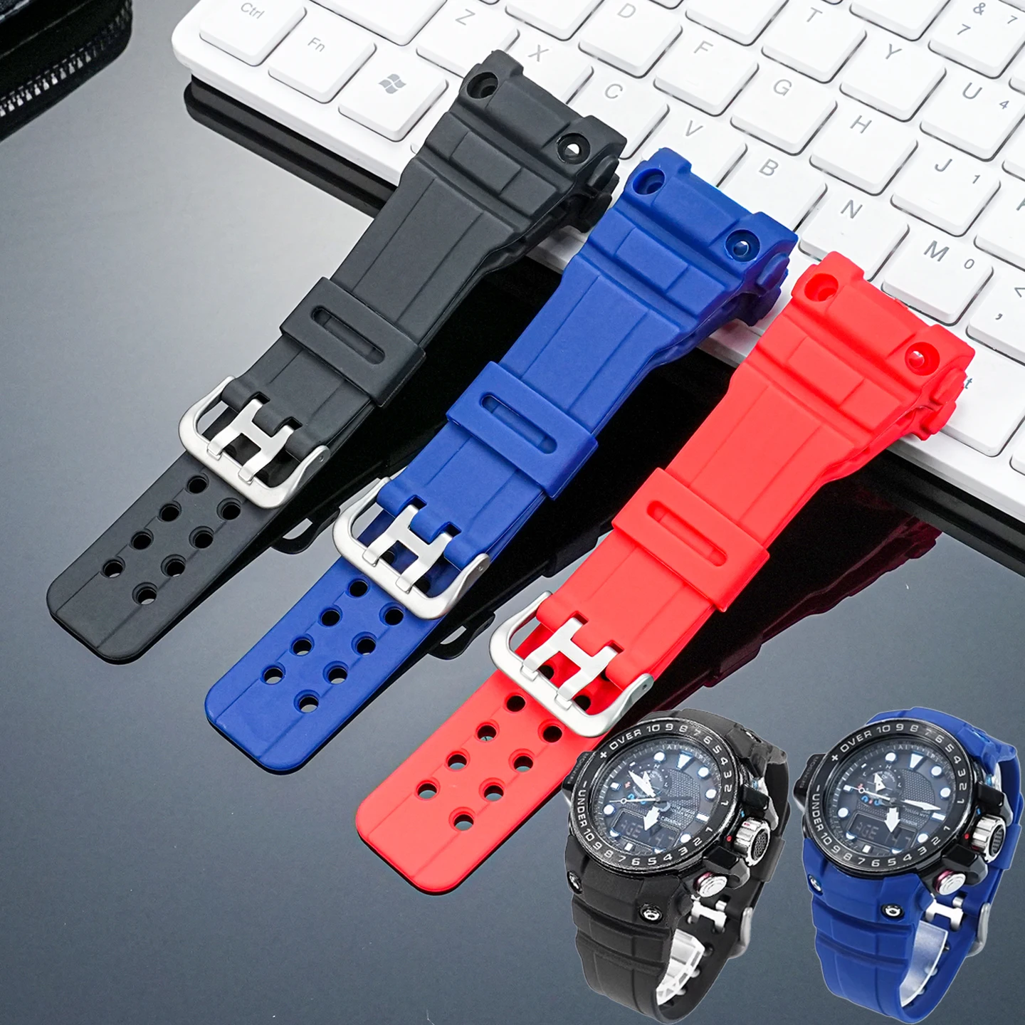 

GWN-1000 silicone Resin For Casio G-SHOCK Watch 5371 GWN-1000B GWN 1000 Soft Resin Watchband Replacement Men rubber Bracelet