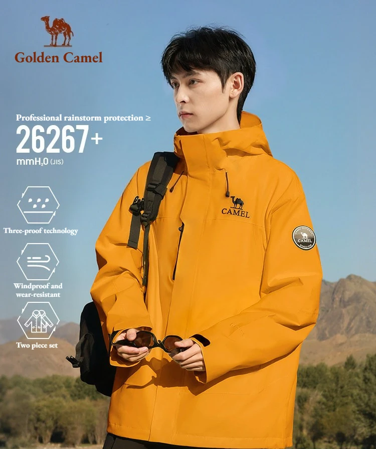 Golden Camel 3 in 1 Waterproof Fleece Jackets for Men Women Winter Windproof Thermal Windbreaker Camping Skiing Climbing Coat