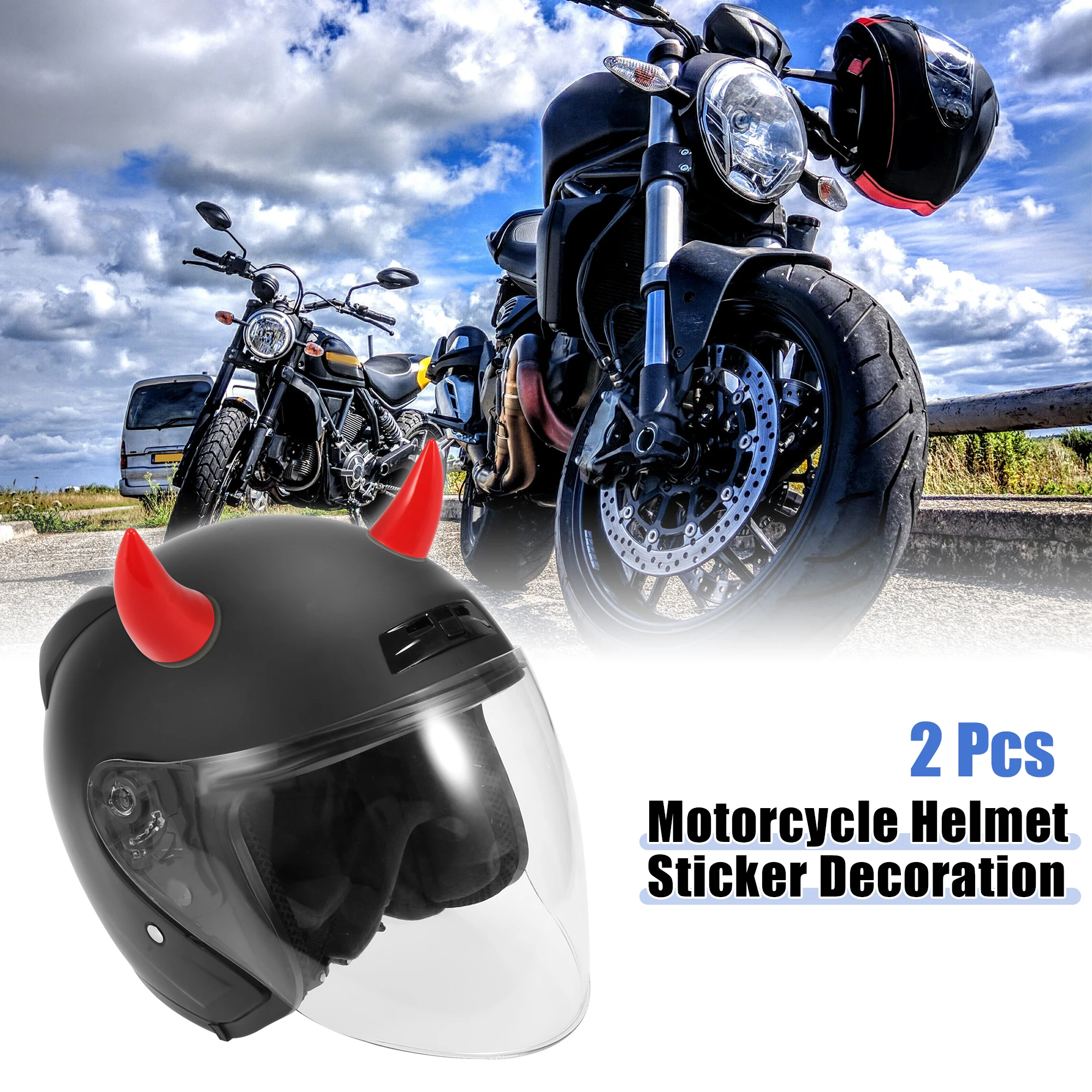 Motoforti 2pcs Bull Horn Style Roof Top Stickers Car Front Rear Bumper Anti Collision Decals W/ Suction Cup for Motorcycle