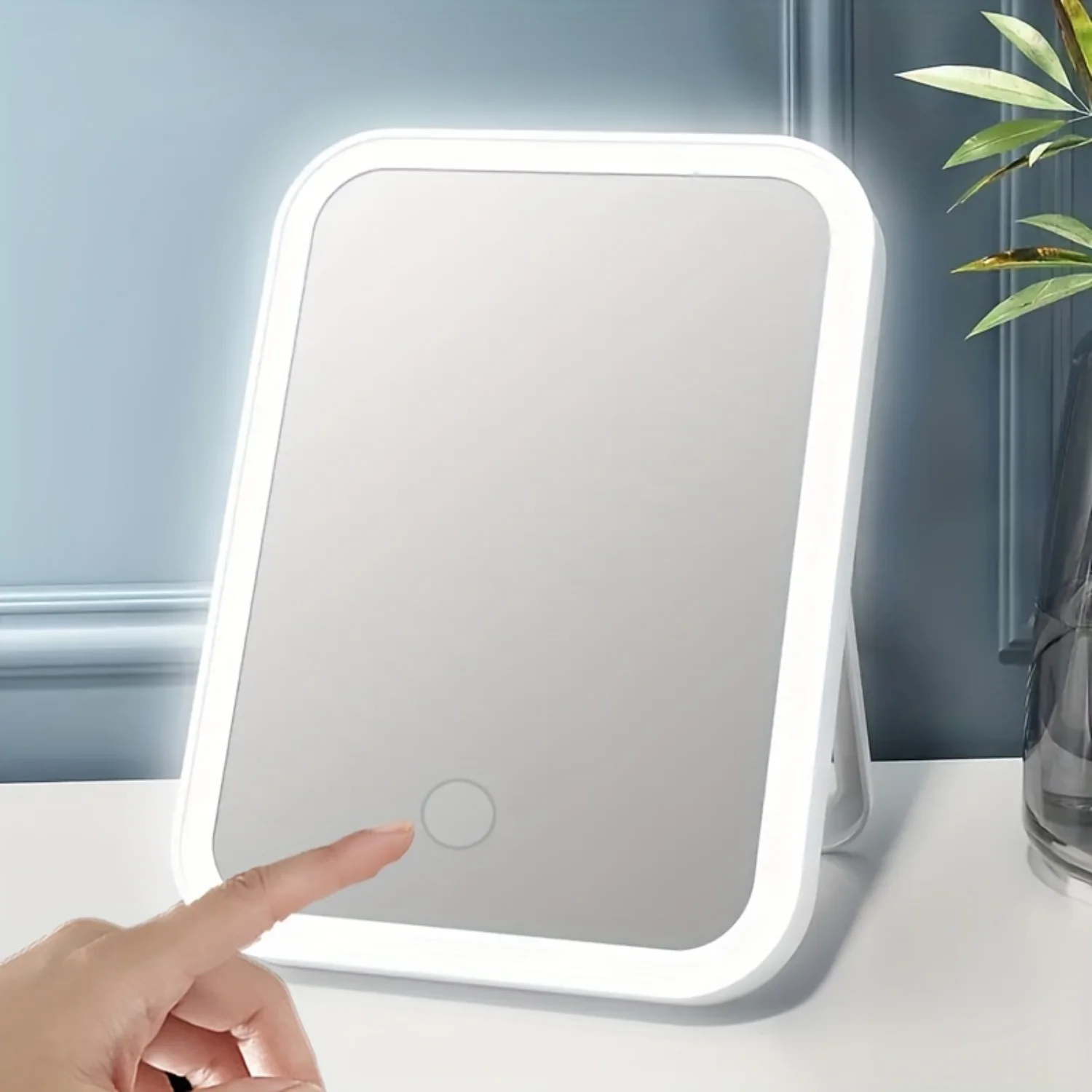 Espelho de maquiagem led controle 3 brilho espelho de vaidade com brilho led ajustável usb recarregável espelho de beleza com luz p