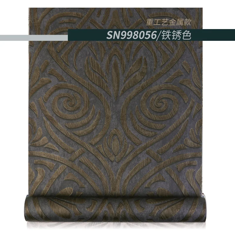 European 3D Embossed Geometric Wallpaper for Bedroom Living Room TV Sofa Background, Mottled Metallic Wall Paper Roll for Walls