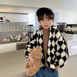 Boys Coat Jacket Cotton Outerwear 2023 Charming Thicken Velvet Winter Furs Fleece Children's Warm Clothing