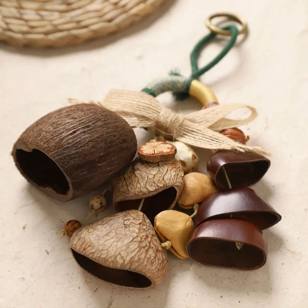 Creative Sound Heal Natural Fruit Shell Keychain Bohemian Style Handmade Bag Pendant DIY Gift Hand-Cranked Wind Chime Home Decor