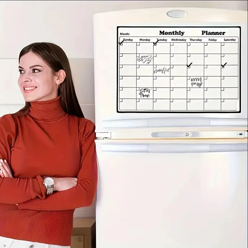 Stylish Magnetic Dry Erase Calendar - Versatile Monthly Planner for Refrigerator - Easy Kitchen Organization & Deco