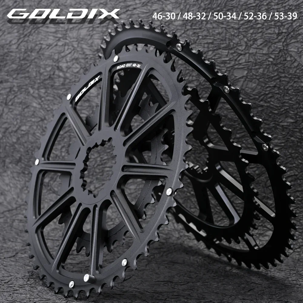 

GOLDIX 48-32T 46-30T 53-39T 52-36T 50-34T Specification Road Bicycle CrankSet Chainwheel Suitable for 10 Speed 11 Speed 12 Speed