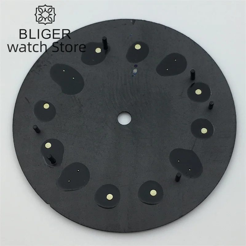 BLIGER 33.5mm dial Black rose gold Dateless window Green luminous Fit NH34 NH35 NH36 ETA 2824 PT5000 Miyota DG series movement