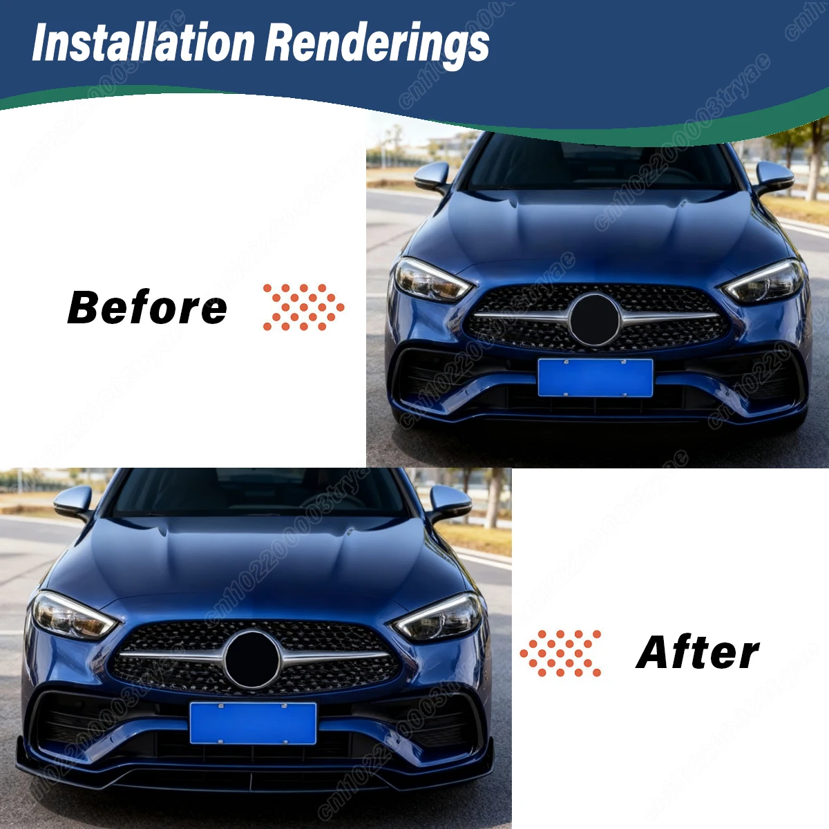 For Mercedes W206 S206 C43 AMG/AMG-line 2022 2023 2024 Car Front Bumper Splitter Lower Lip Spoiler Body Decoration Modification