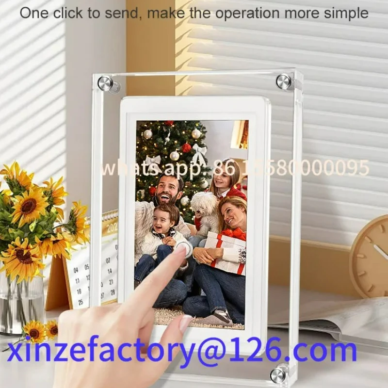 إطار صورة رقمي واي فاي مقاس 5 بوصات قابل للتخصيص 1280 * 720 IPS HD Cloud إطار صور رقمي ذكي