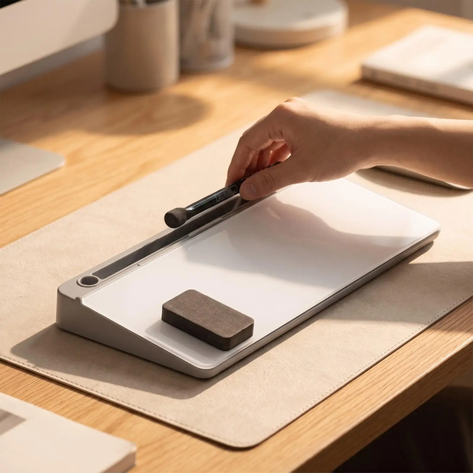 Tempered Glass Whiteboard for Desk with Marker and Eraser Set for Daily Task Reminders and Notes