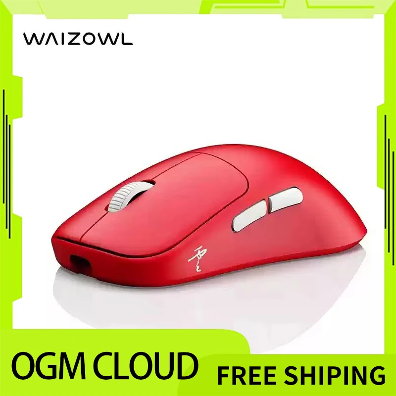 

Waizowl OGM Cloud Mouse Dual Mode 2.4g Wireless Paw3395 E-Sports Gaming Mouse Accessory Red/ White For Computer Gift