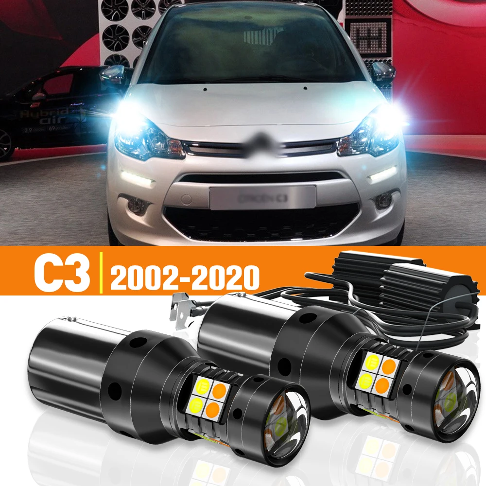 

2x LED Dual Mode Turn Signal+Daytime Running Light DRL For Citroen C3 2002-2020 2009 2010 2011 2016 2017 2018 Accessories Canbus